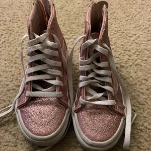 Light pink glitter high top vans